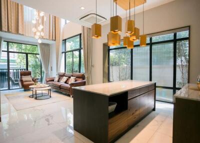 Spacious and modern living room with ample natural light