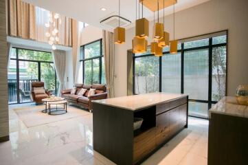 Spacious and modern living room with ample natural light