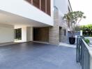 Spacious and modern outdoor driveway area of a residential building