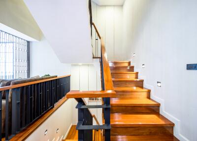 Elegant wooden staircase in a modern home