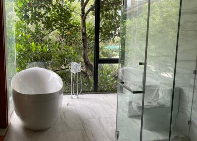 Modern bathroom with natural view