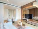 Spacious modern living room with stylish decor