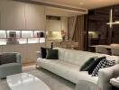 Modern spacious living room with stylish decor