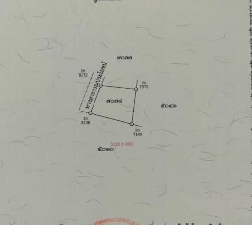 Architectural blueprint of a residential area showing land parcel measurements