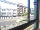 View from building window showing street scene