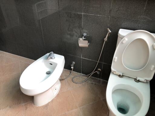 Modern bathroom with bidet and toilet