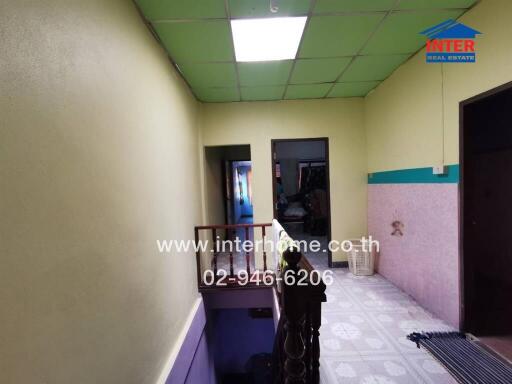 Bright green hallway in a residential building