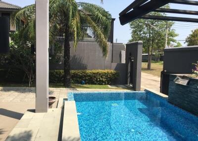 Private outdoor swimming pool in a residential property