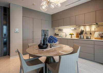 Modern kitchen with dining area