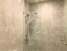 Elegant modern bathroom with glass shower