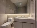 Modern bathroom with ample lighting