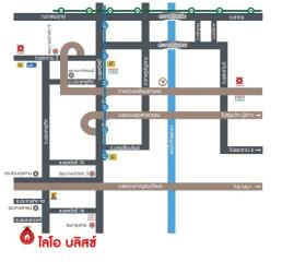 Map of a public transportation system with various lines and stations labeled in Thai