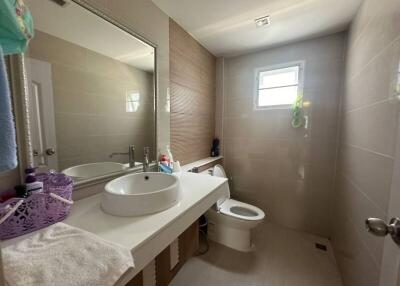 Modern bathroom interior with natural lighting