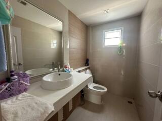 Modern bathroom interior with natural lighting