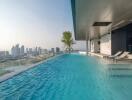 Luxurious rooftop swimming pool with panoramic city view