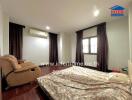 Spacious bedroom with comfortable furnishings