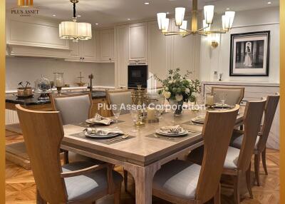Elegant dining room with a spacious layout and modern design