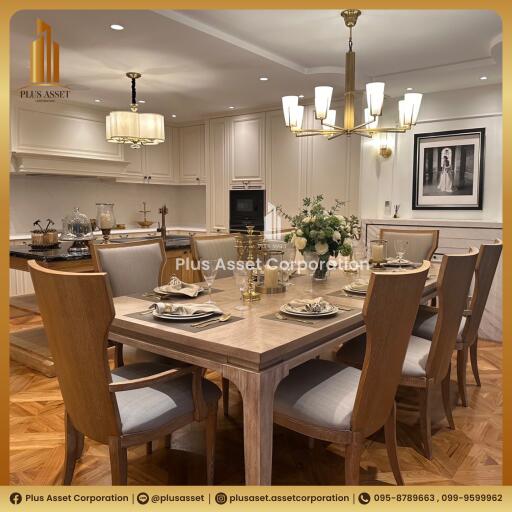 Elegant dining room with a spacious layout and modern design