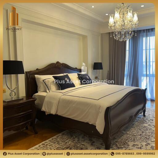 Elegant bedroom with classic furnishings and modern amenities