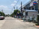 Exterior street view of residential area with townhouses