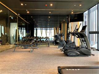 Modern gym facility with various exercise machines in a residential building