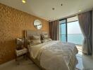 Luxurious bedroom with ocean view and stylish decor