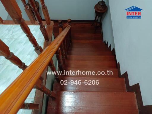 Elegant wooden staircase in a residential home