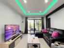 Modern living room with LED lighting and stylish decor