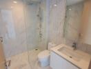 Modern bathroom with shower and toilet facilities