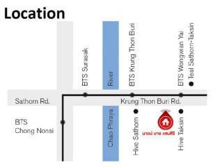 City map showing key transportation points near Sathorn Road and Krung Thon Buri Road