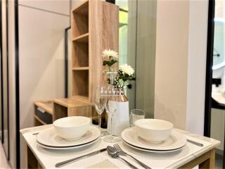 Elegant dining setup in a modern kitchen