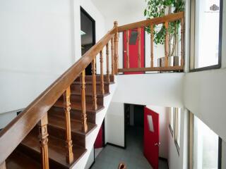 Elegant wooden staircase in a modern home interior