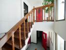 Elegant wooden staircase in a modern home interior