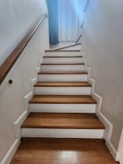 Elegant staircase in a residential home leading to the upper floor