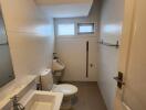 Compact bathroom with modern amenities