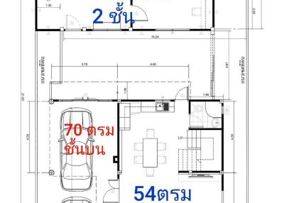 Architectural blueprint of a residential building layout