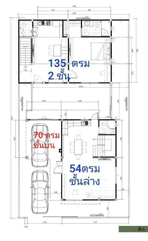 Architectural blueprint of a residential building layout