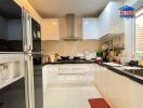 Modern kitchen with stainless steel appliances and ample counter space