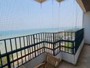 Spacious balcony with sea view and safety netting