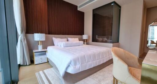 Modern bedroom with elegant design and natural light