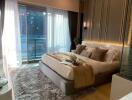 Elegant modern bedroom with ample lighting and chic decor
