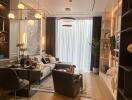 Elegant modern living room with plush seating and stylish decor