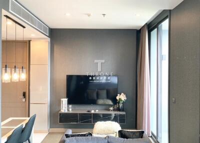 Modern living room with sleek design and natural light
