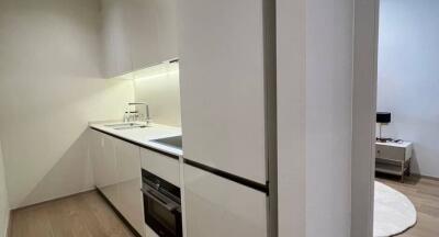 Modern kitchen with built-in appliances and minimalist design