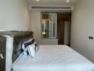 Unfurnished modern bedroom with large bed and window