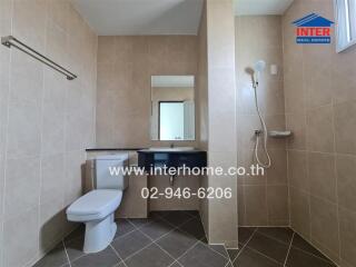 Modern and clean bathroom interior with shower and toilet