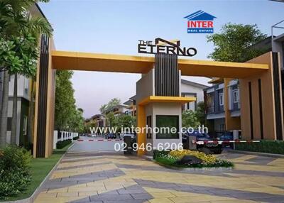 Luxurious gated community entrance with modern design