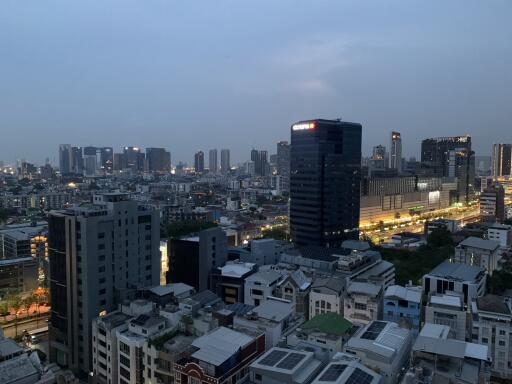 Evening cityscape view from high-rise building