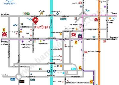 Detailed transit map of Bangkok showing various routes and stations