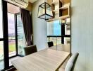 Modern dining area with panoramic window view